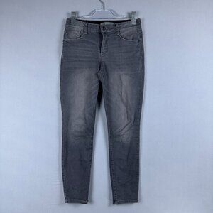 Wit Wisdom Jeans Skinny Womens Size 2 Petite Stretch Mid-Rise Dark Wah Gray